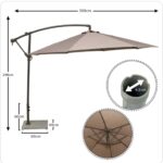 3m × 3m Cantilever / Side Pole Umbrella – Full Aluminium Frame, Waterproof Fabric, 60KG Marble Base – 480 AED